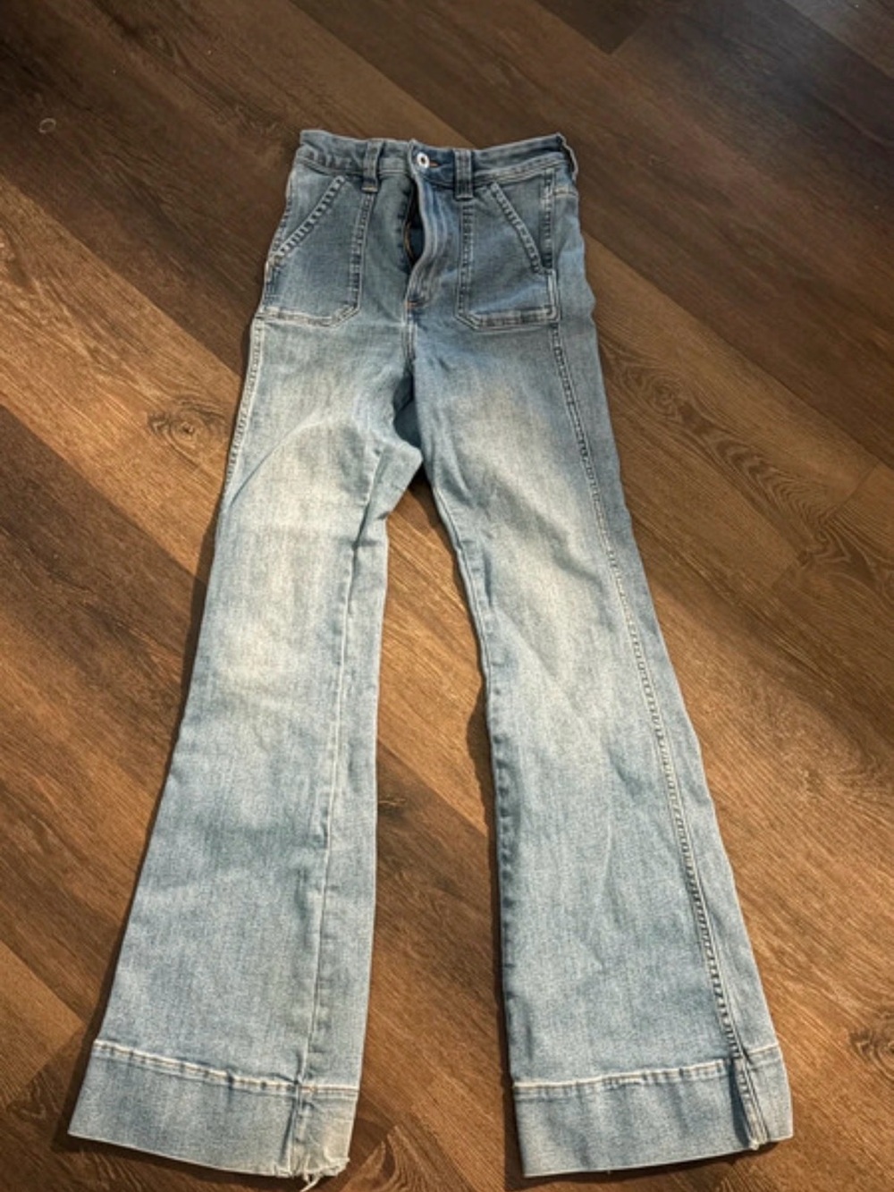H&M Light Blue Wide-Leg Flared Jeans